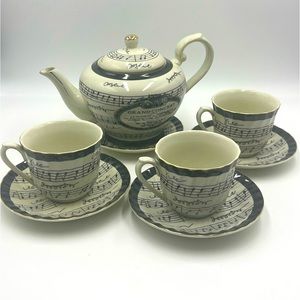 2004 A Special Place: W. A. MOZART “GRAND CONCERT” 9pc Music Themed Teapot Set